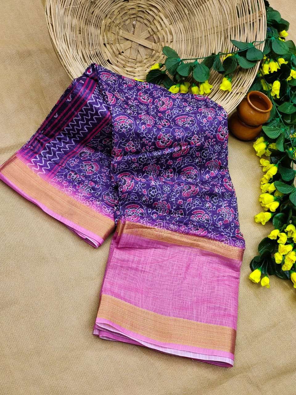 BT-10 DESIGNER MUL COTTON SAREE WITH BEAUTIFUL AJRAKH PRINTS 