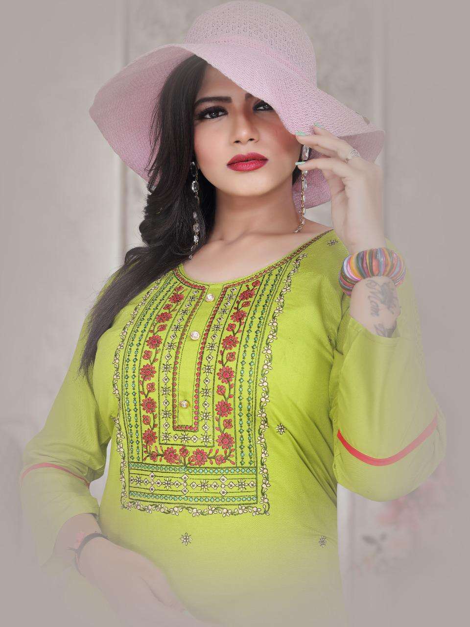 fashion talk destiny vol-4 series 01-10 Rayon Heavy Embroidered Kurti