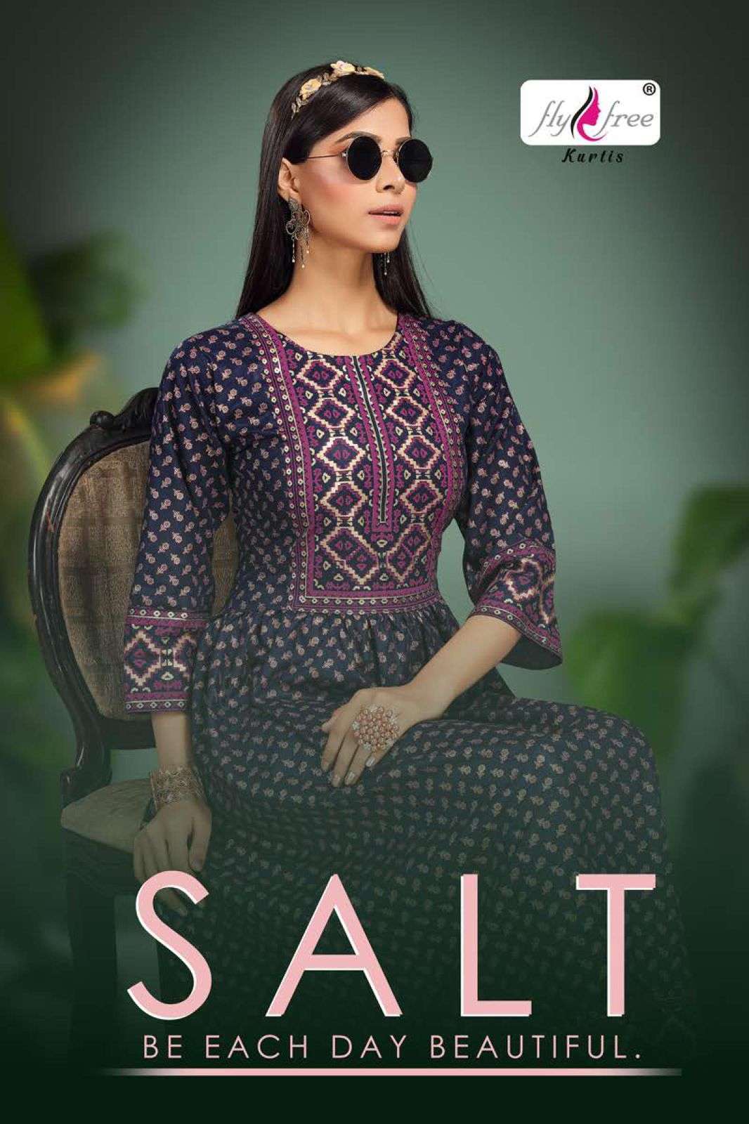 fly free salt series 1001-1008 14 kg rayon Anarkali Kurti 