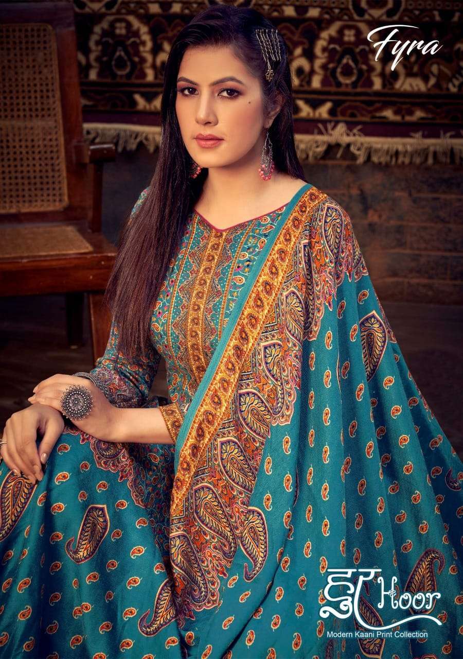 fyra hoor series 912001-912010 Pure Wool Spun Pashmina Kaani Print suit