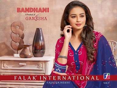 Ganesha Bandhani Vol 5 series 5004-5013 Pure Cotton readymade suit