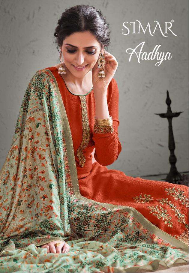glossy aadhya series 15156-15163 Pure Pashmina Embroidery Work suit