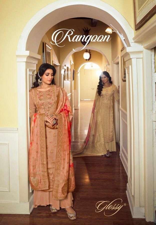 glossy rangoon series 1530-1533 satin georgette embroidery suit 