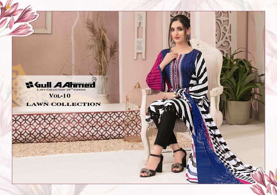 Gull A Ahmed Vol-10 series series 91-100 pure lawn cotton suit 