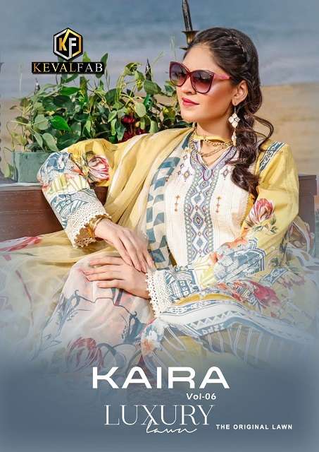 Keval fab Kaira Luxury Lawn Vol-6 series 6001-6004 pure lawn suit 