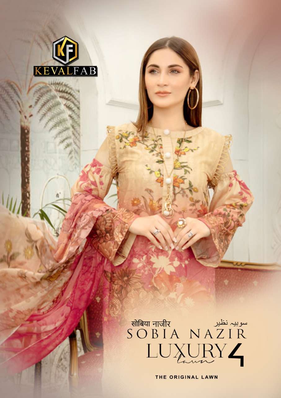 Keval Fab Sobia Nazir Vol-4 Luxury Lawn series 4001-4006 Cotton suit