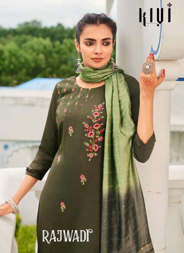 kiwi rajwadi series 12801-12806 silk with embroidery work suit 