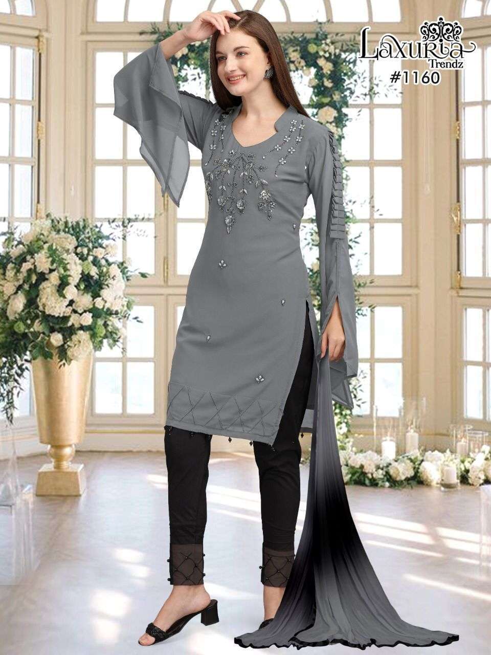 laxuria trends 1160 faux georgette readymade suit 