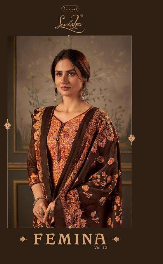 levisha femina vol 12 series 7813-7820 Pure Pashmina kani print suit