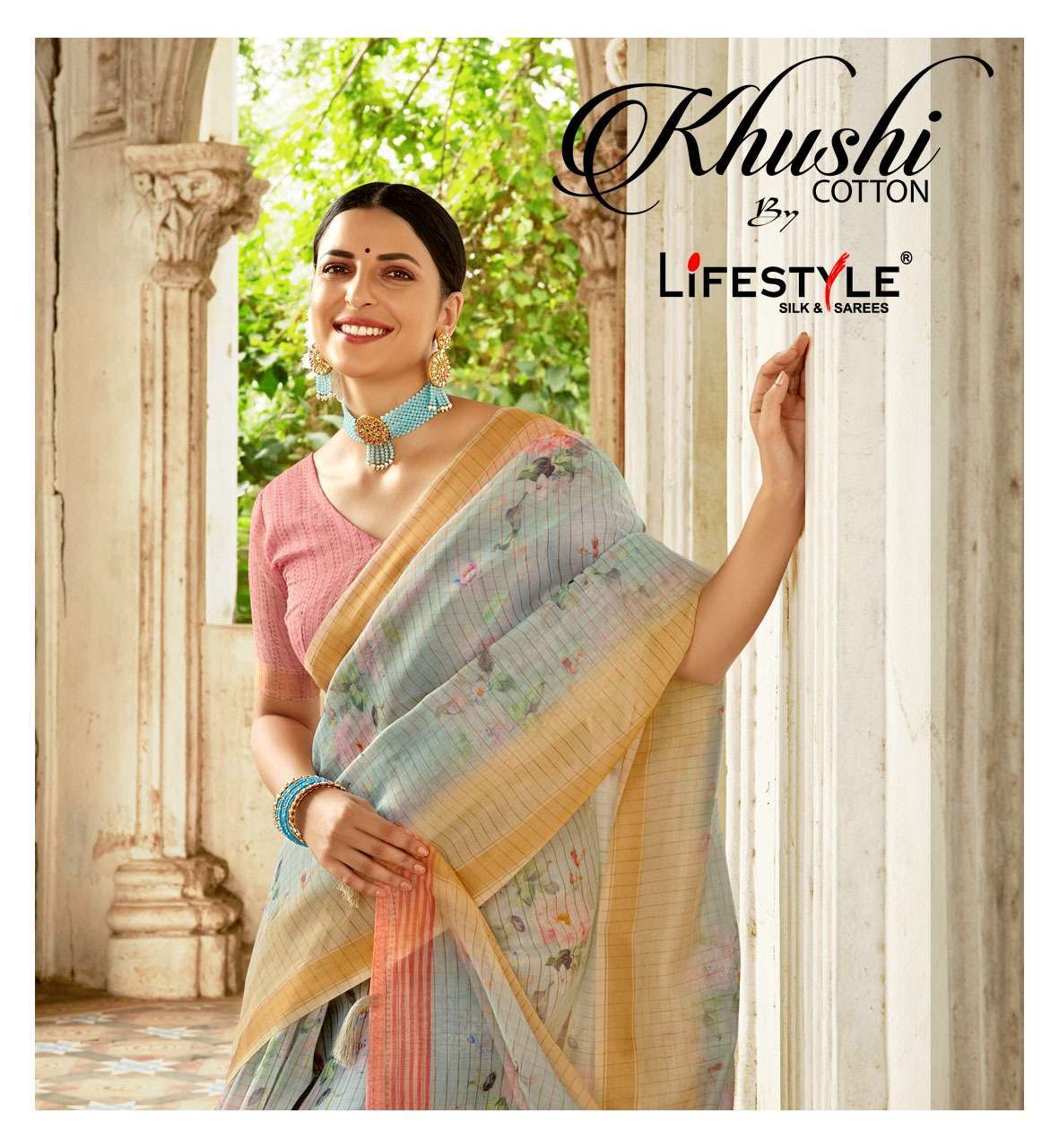 lifestyle khushi cotton vol 1 series 77721-77732 jari checks saree