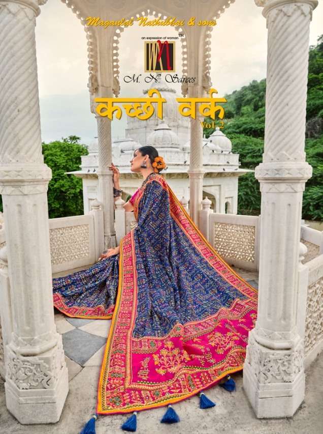 m n saree kachhi work vol 2 series 5901-5906 silk saree