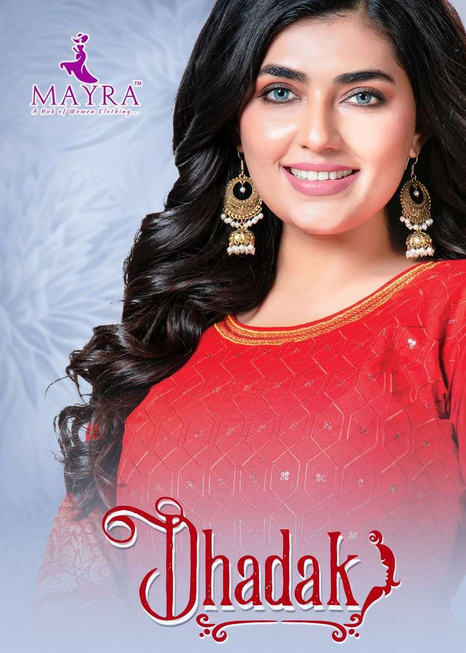 mayra dhadak series 97001-97008 Rayon slub with machine Gold print kurti