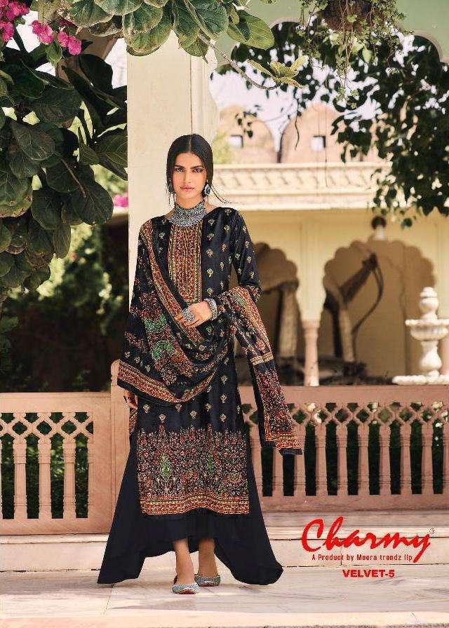 meera zisa charmy velvet vol 5 series 3171-3178 velvet digital print suit