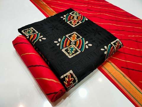 Nemi Wax Batik Work With Gold Print cotton batik salwar suits