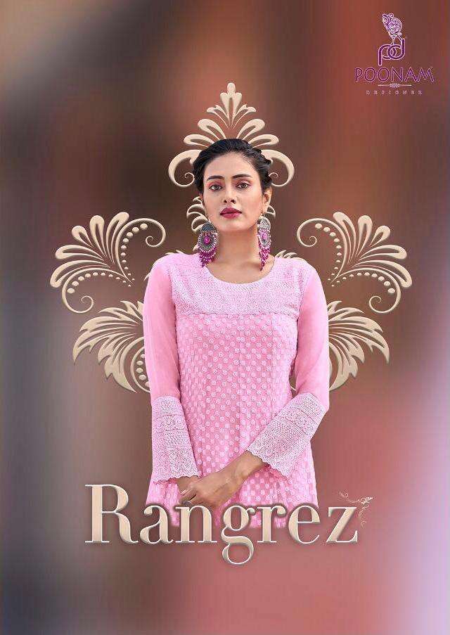 poonam designer Rangrez series 1001-1004 georgette chikan work kurti 