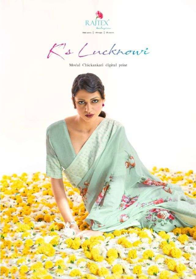 rajtex ks lucknowi series 195001-195006 modal chikankari digital print saree