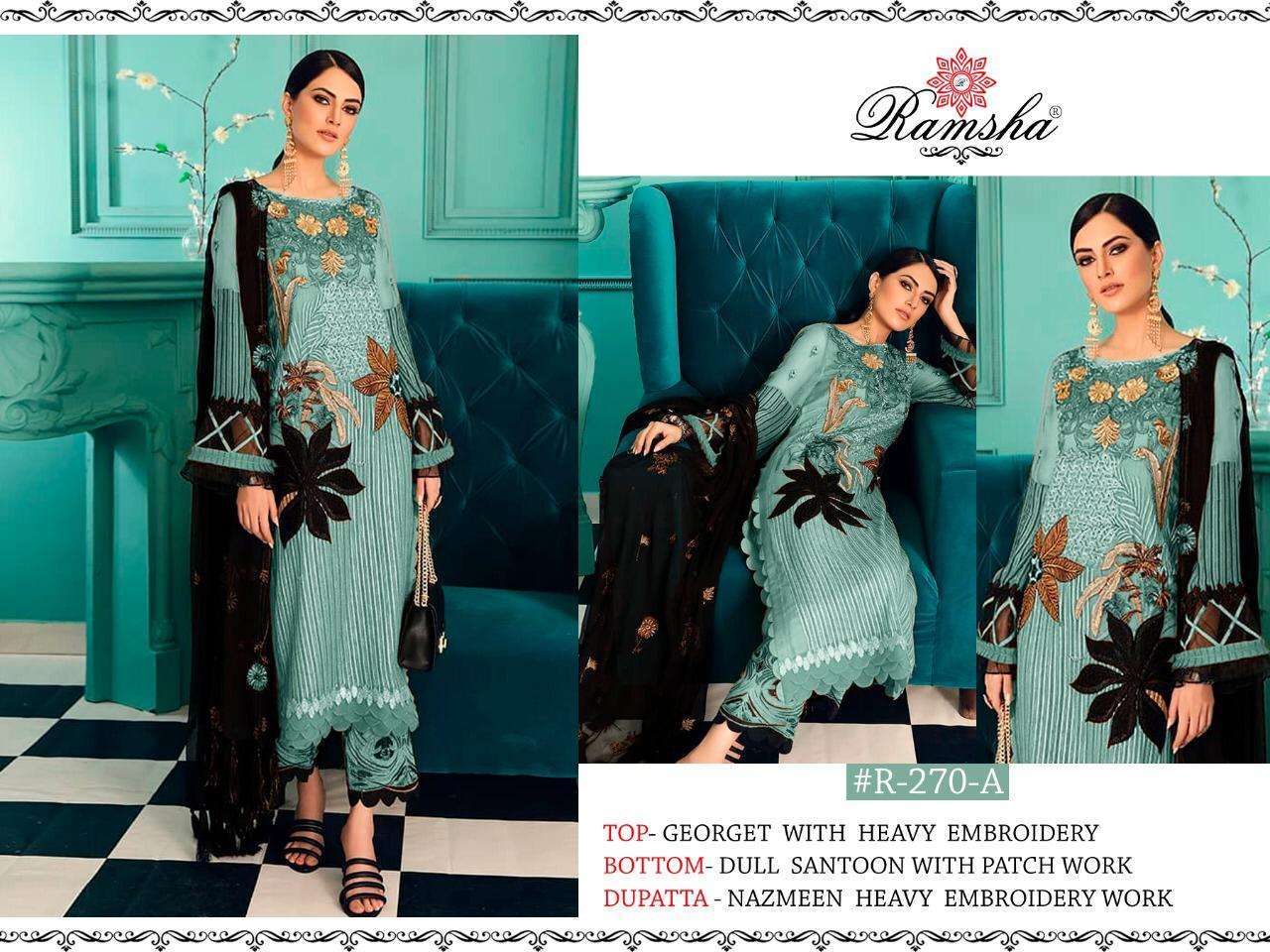 ramsha r 270 nx georgette embroidery pakistani suit 