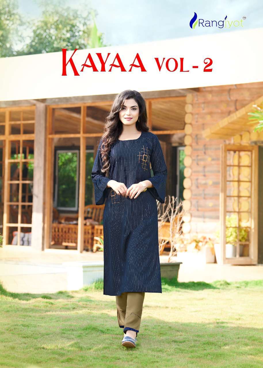 rangjyot kaaya vol 2 series 1007-1012 Heavy Rayon Lurex With Katha Work kurti