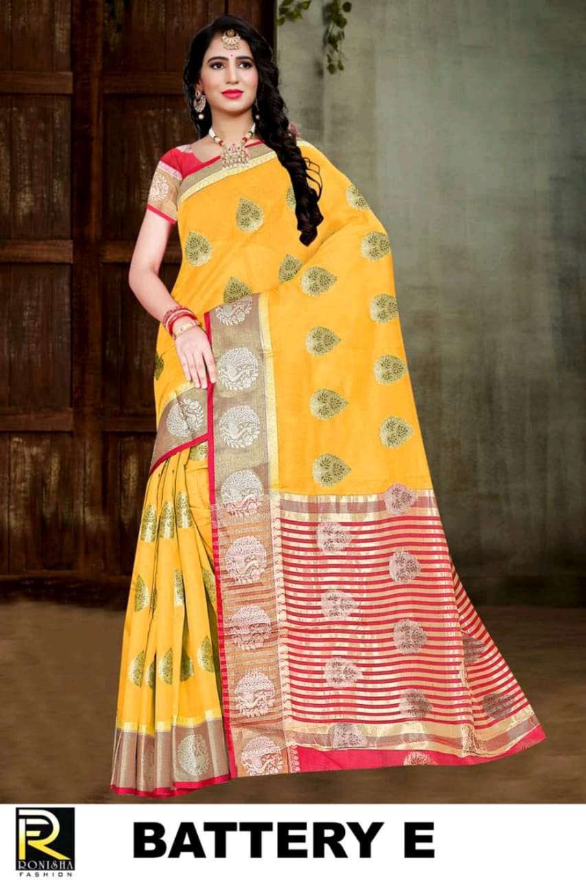 ranjna saree battery soft cotton silk chit pallu saree