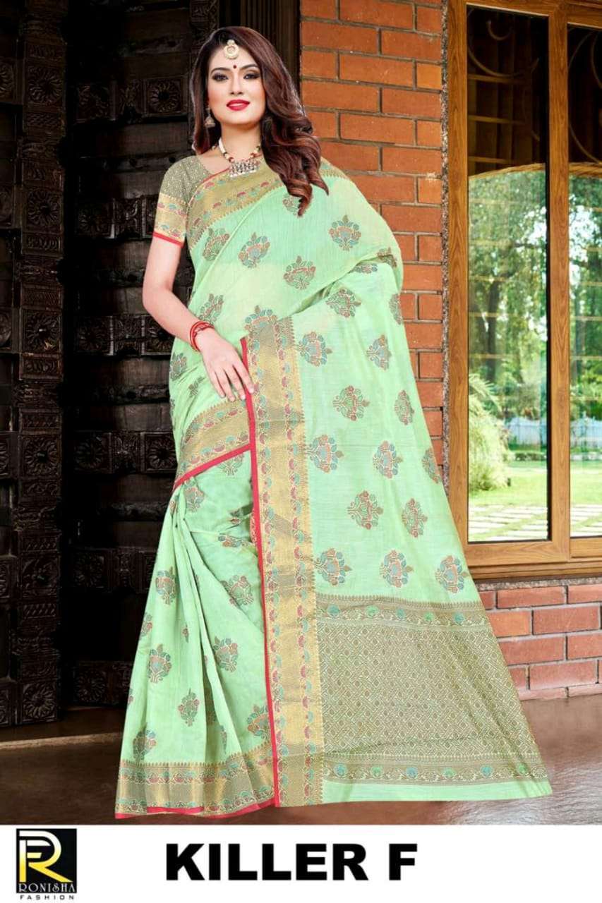 ranjna saree Killer soft cotton silk chit pallu saree