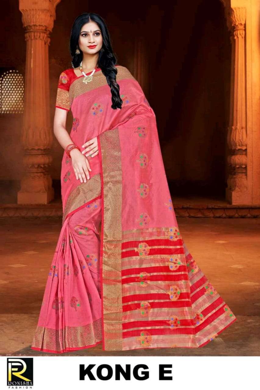 ranjna saree Kong soft cotton chit pallu ethnic wear silk saree collection