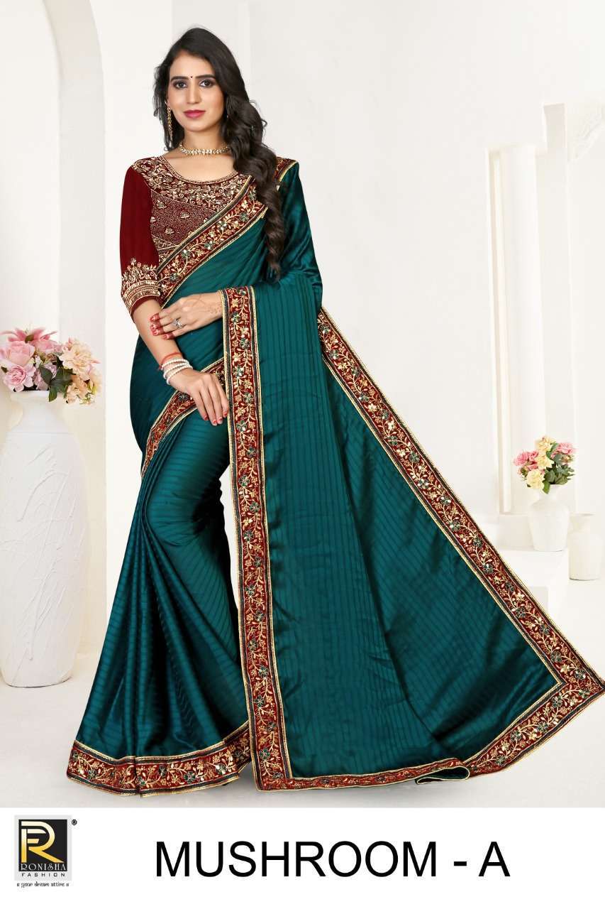 ranjna saree Mushroom satin georgette border saree 