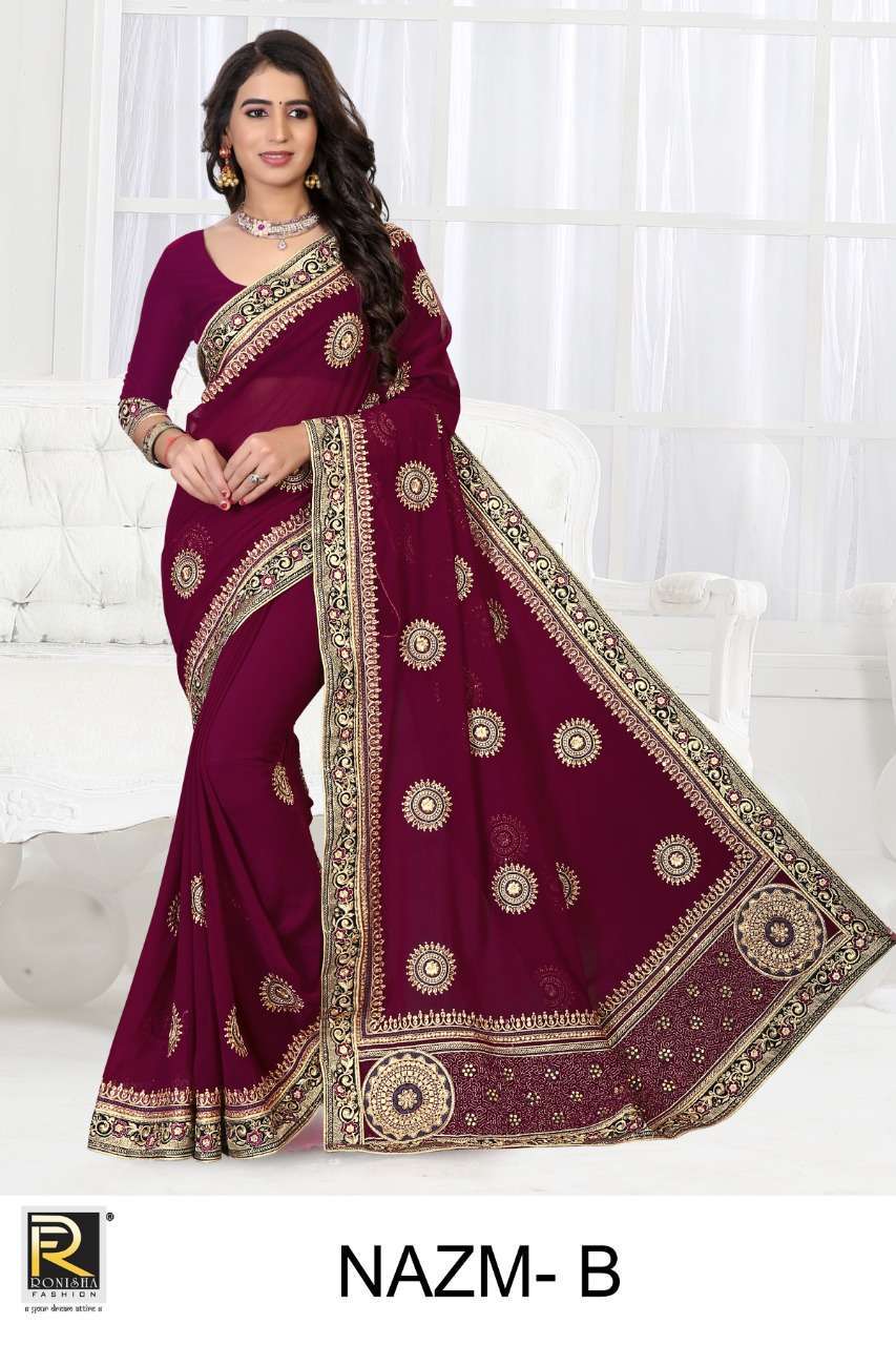 ranjna saree nazm 60 gm blooming georgette saree