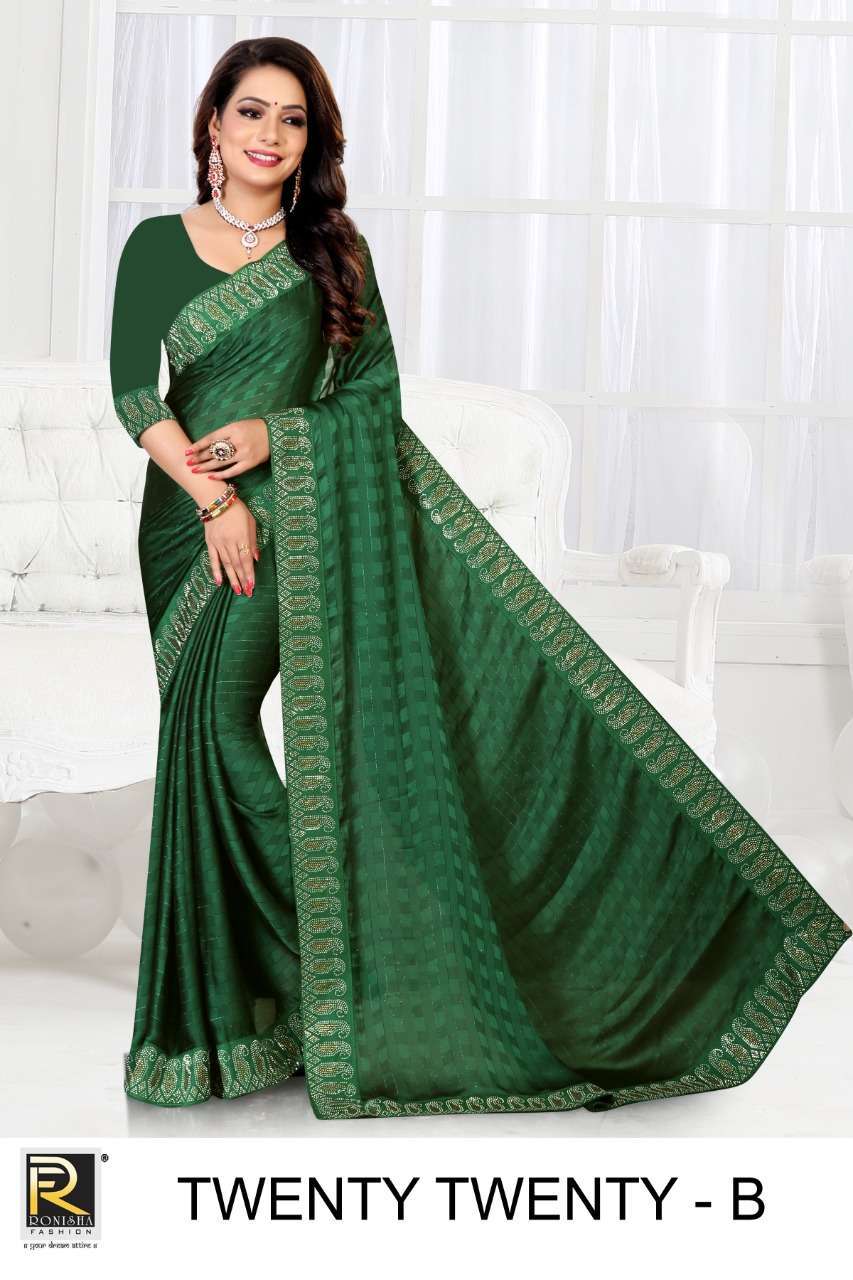 ranjna saree Twenty twenty satin checks super hit saree collection