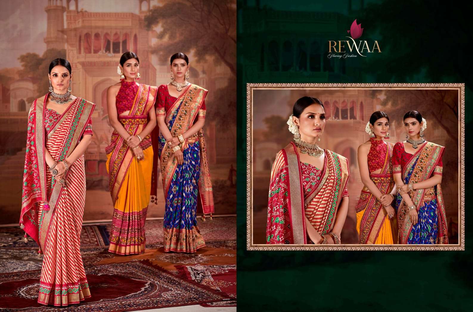 rewaa patola vol 3 series 248-256 silk fabrics saree