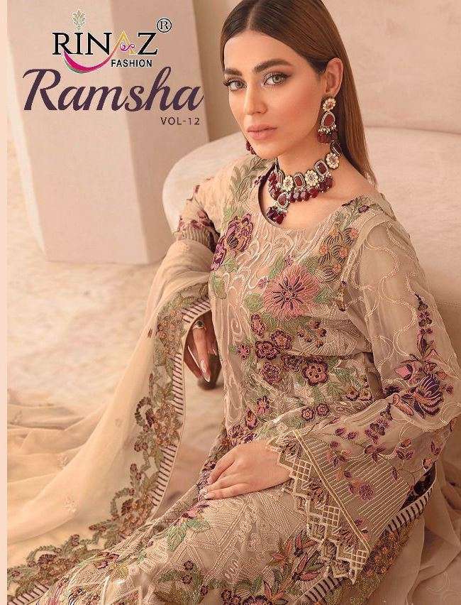 rinaz fashion ramsha vol 12 series 18001-18004 faux georgette suit 