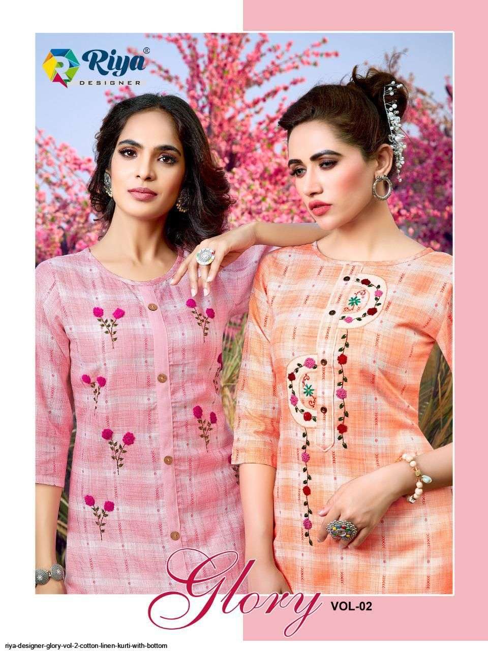 riya designer glory vol 2 series 1001-1004 pure Cotton Linen Zari kurti