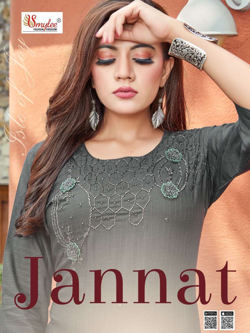 rung jannat series 01-08 heavy star lining rayon hand work kurti 