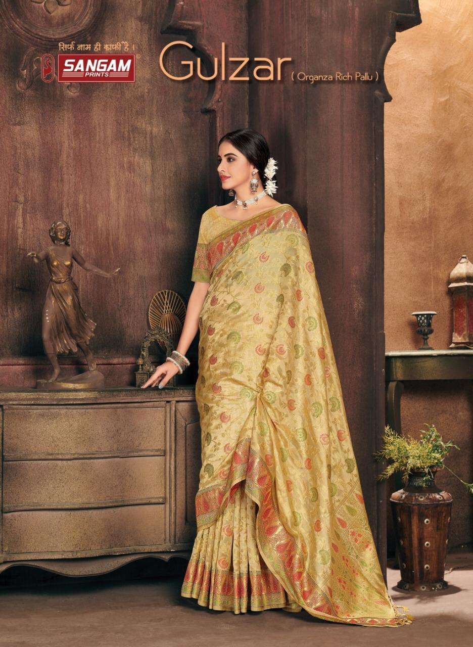 SANGAM GULZAR DESIGNER ORGANZA SAREE 