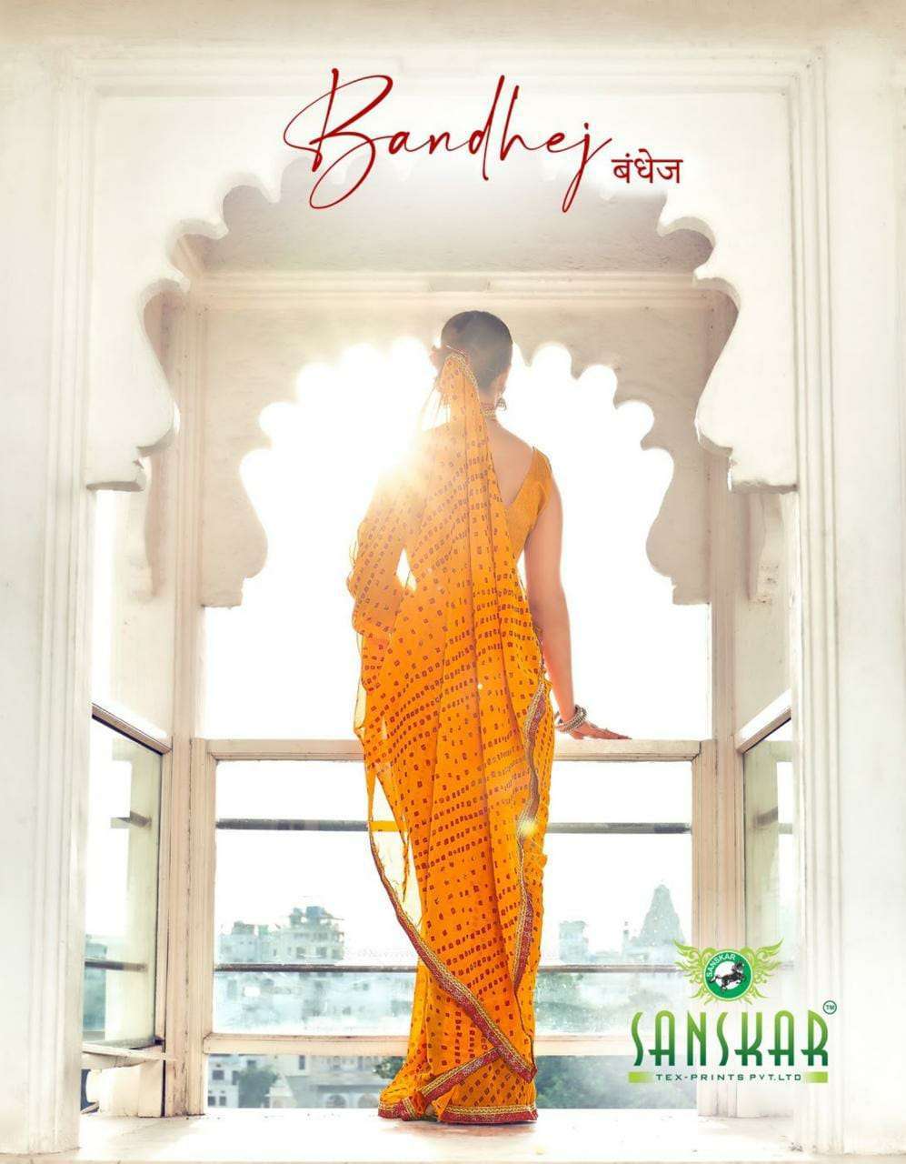 sanskar tex print bandhej series 1001-1012 Bubble Georgette saree