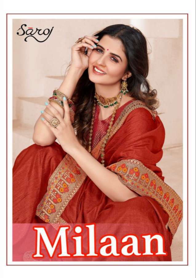 saroj milaan series 1001-1008 Soft vichitra silk with Beautiful Border saree