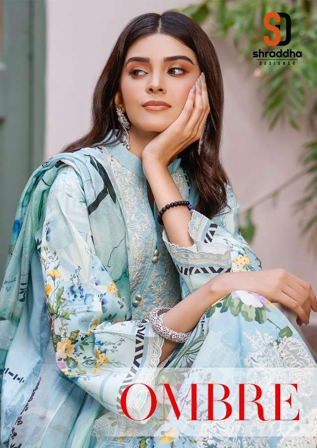 shraddha designer ombre series 1001-1006 lawn cotton suit 