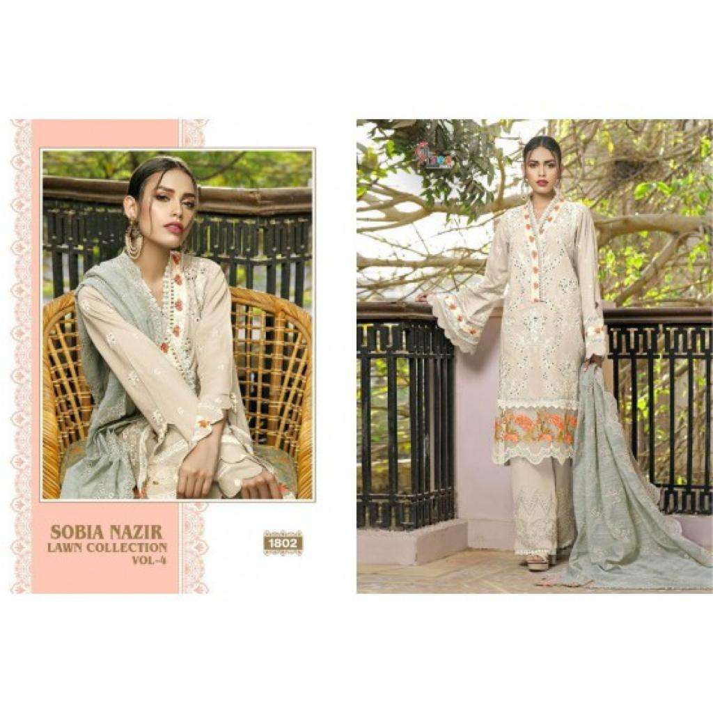 SHREE FAB S-1802 DESIGNER PURE LAWN COTTON SUIT 