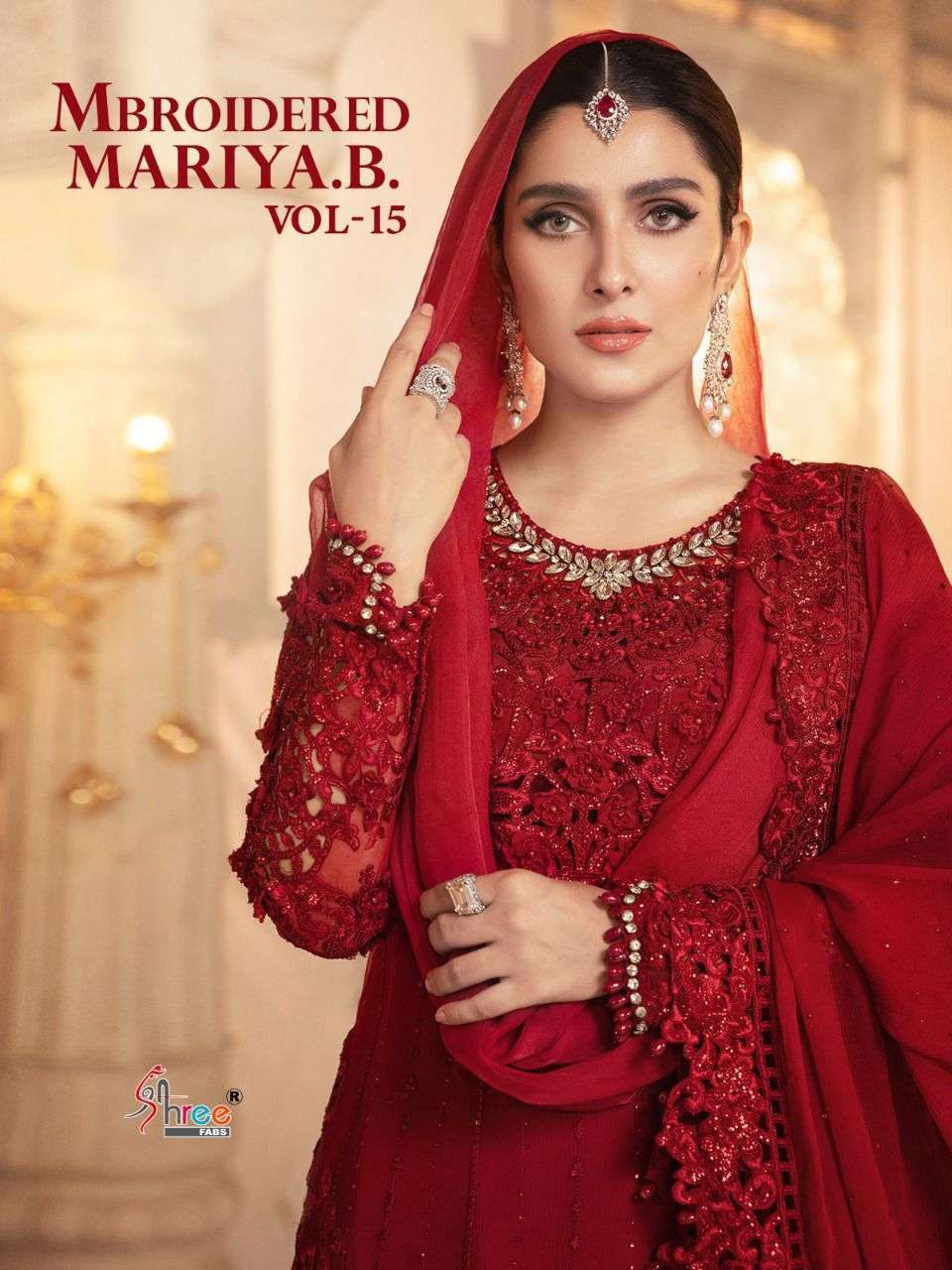 shree fabs mbroidered mariya b vol 15 series 1981-1984 organza faux net suit 