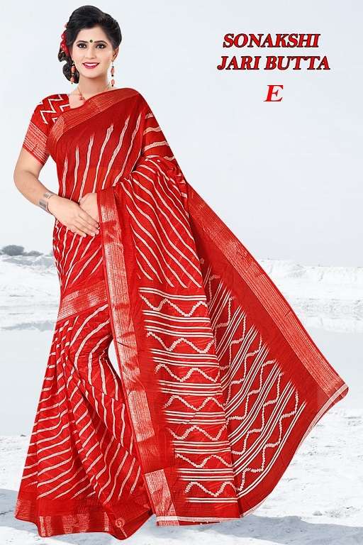 Sonakshi Jari Butta cotton zari patta printed saree