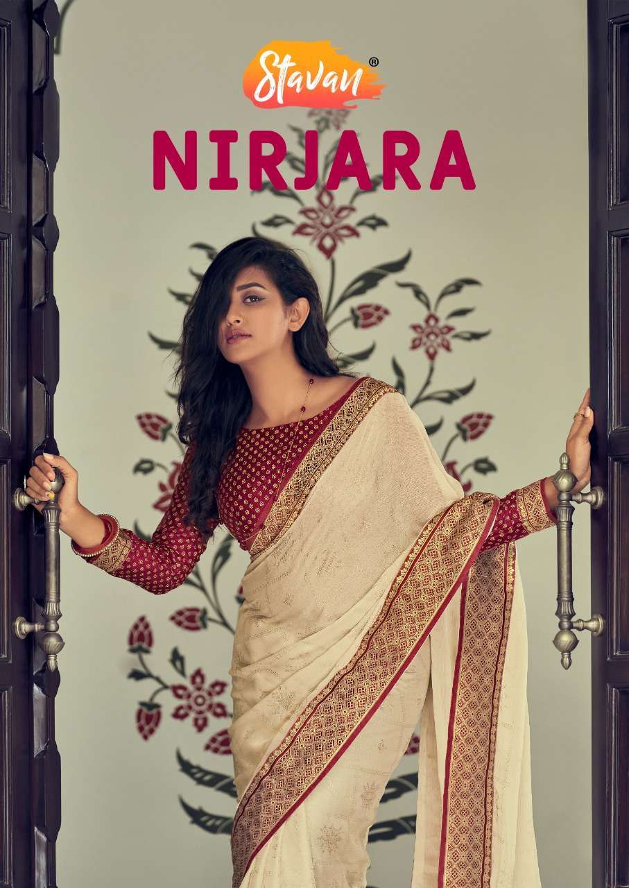 stavan nirjara series 1001-1010 silk value addition print saree