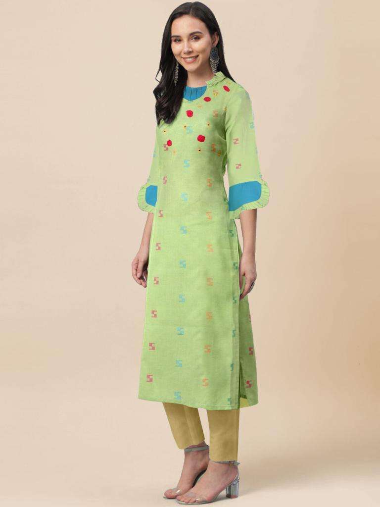 The Womens Thread Aarohi Dobby Cotton With Embroidery Work kurti