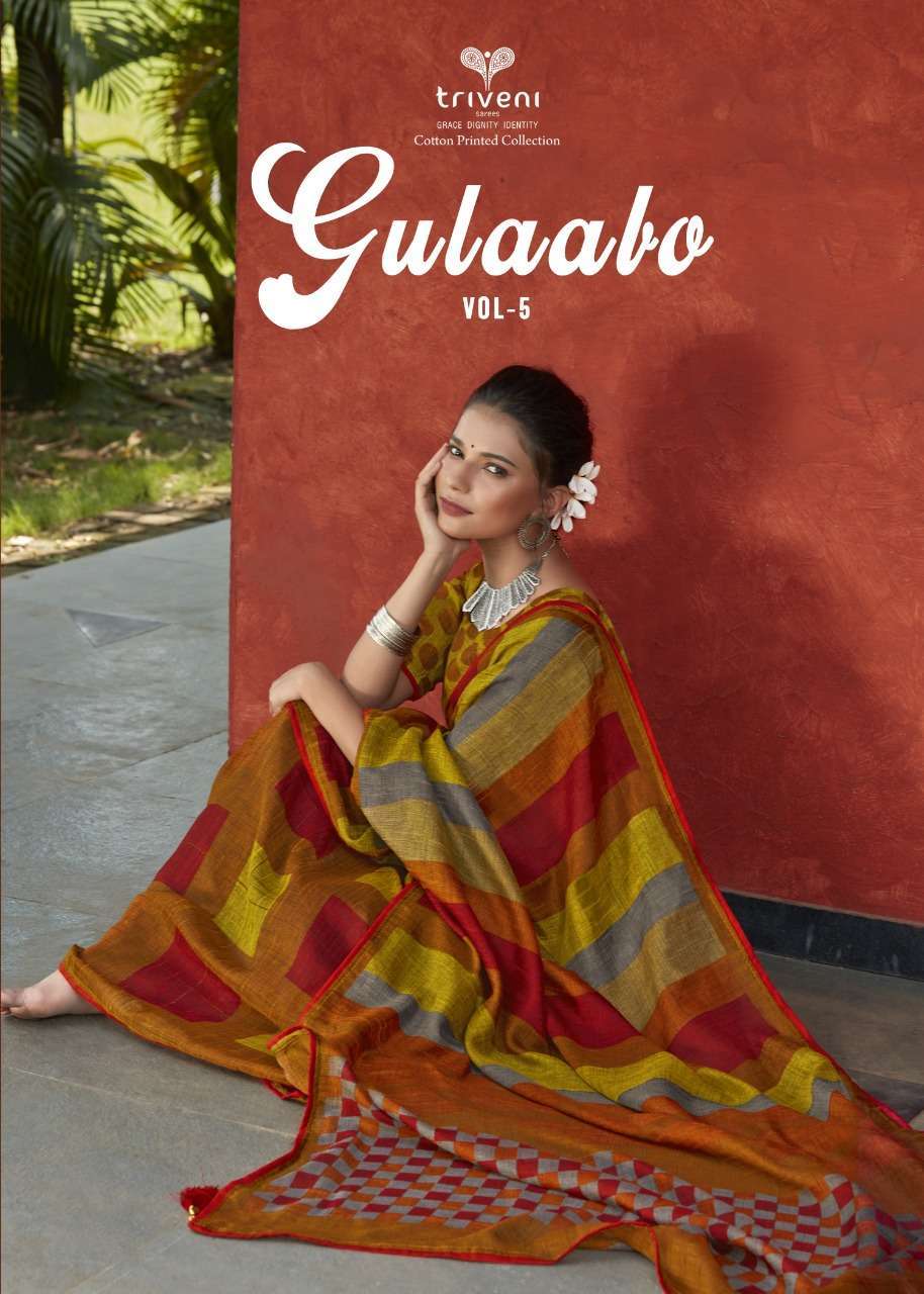 Triveni sarees gulaabo 05 series 12791-12798 cotton linen print saree