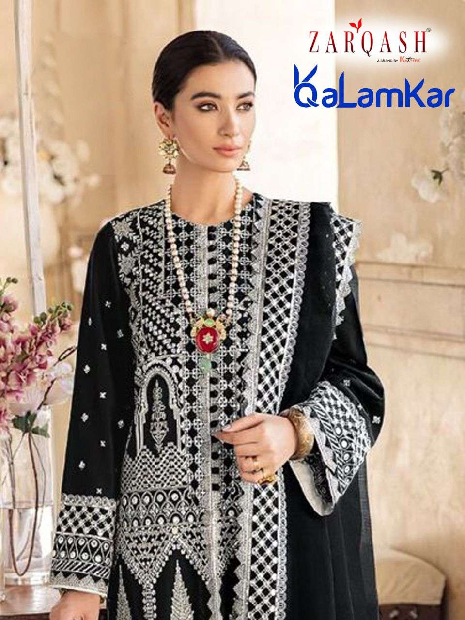 ZARQASH QALAMKAR Z-2054 DESIGNER FAUX GEORGETTE SUIT 