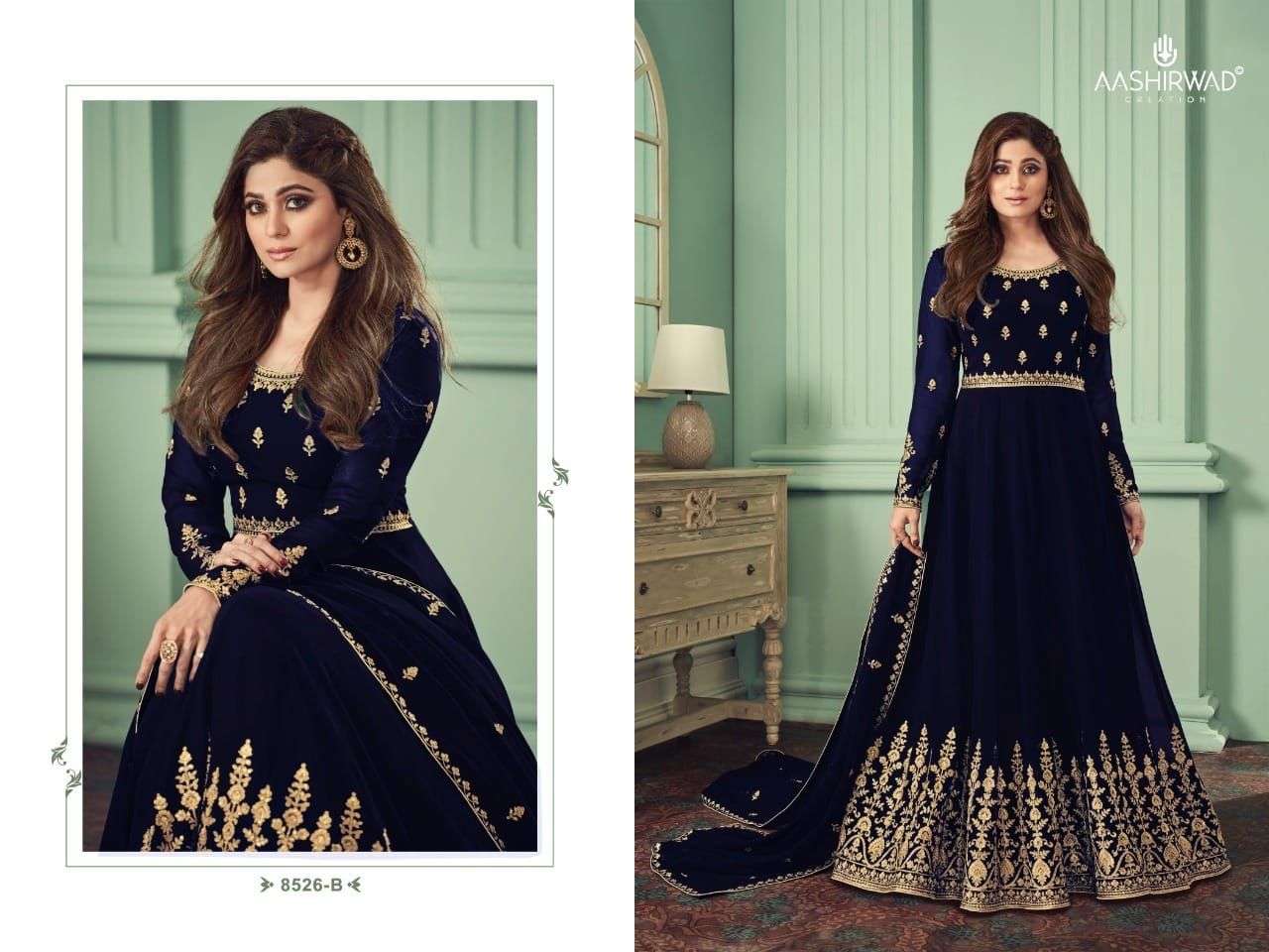 AASHIRWAD 8526 DESIGNER HEAVY FAUX GEORGETTE SUIT 