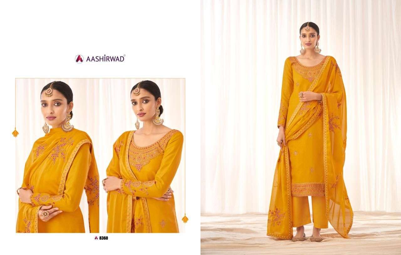 AASHIRWAD RASHMI DESIGNER TUSSAR SILK SUIT 