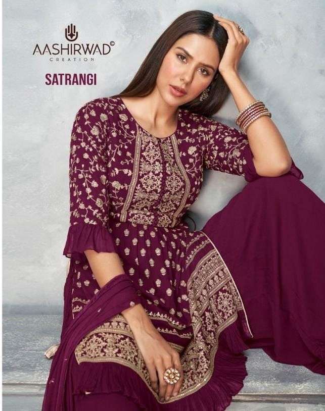 aashirwad satrangi series 8581-8585 real georgette suit 