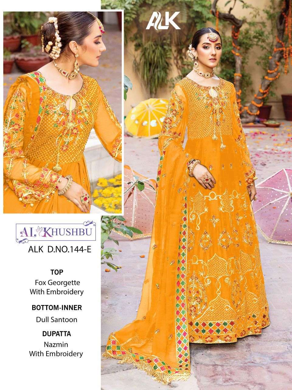 AL KHUSBU BRIDAL COLLECTIONS ALK-DNO_144 DESIGNER GEORGETTE SUIT 