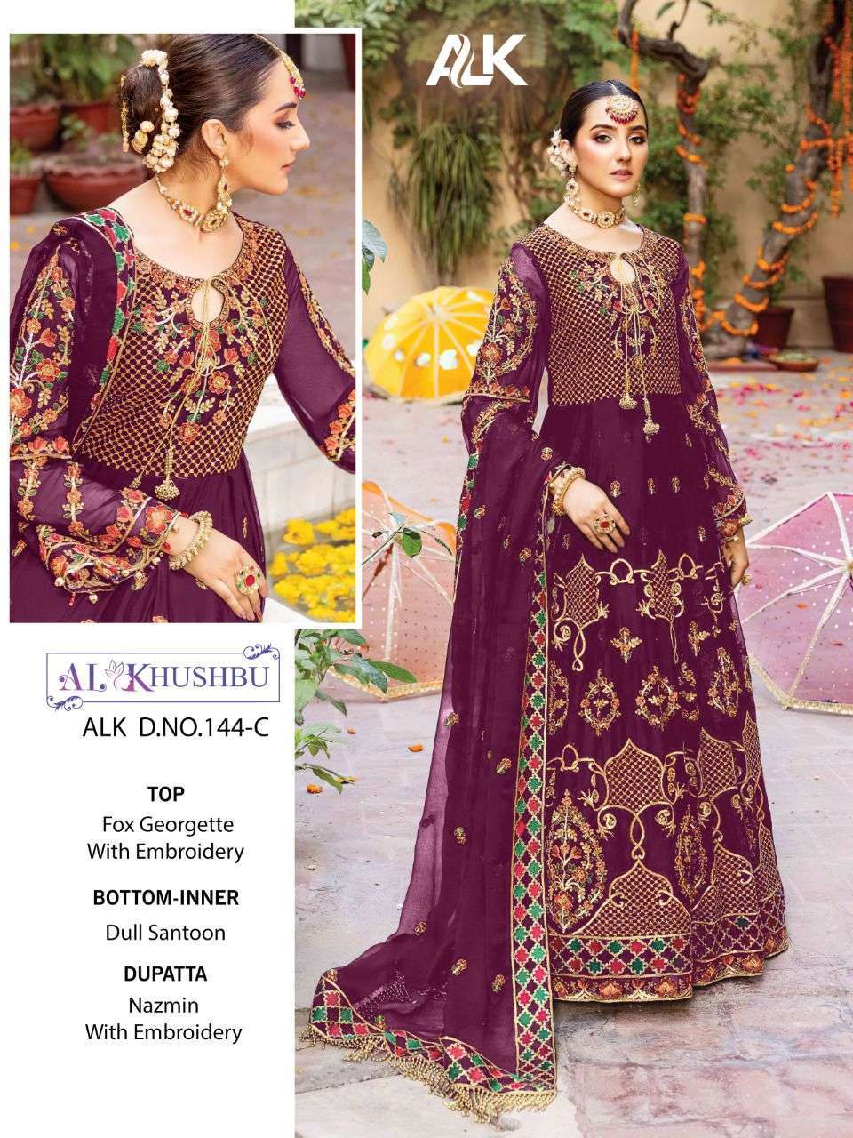 al khushbu dno 144 georgette with heavy embroidered suit 