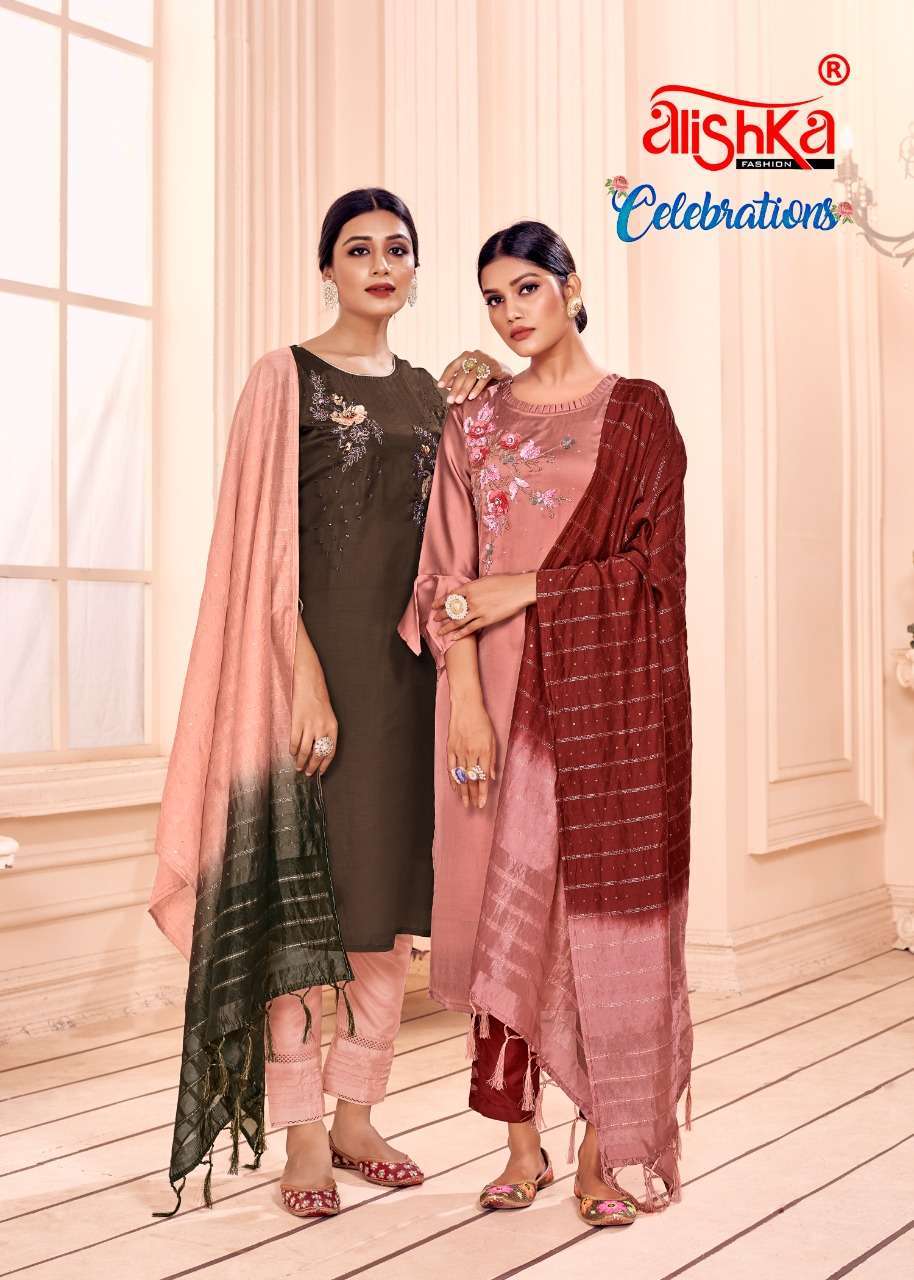 alishka fashion celebrations series 1001-1006 silk readymade suit 