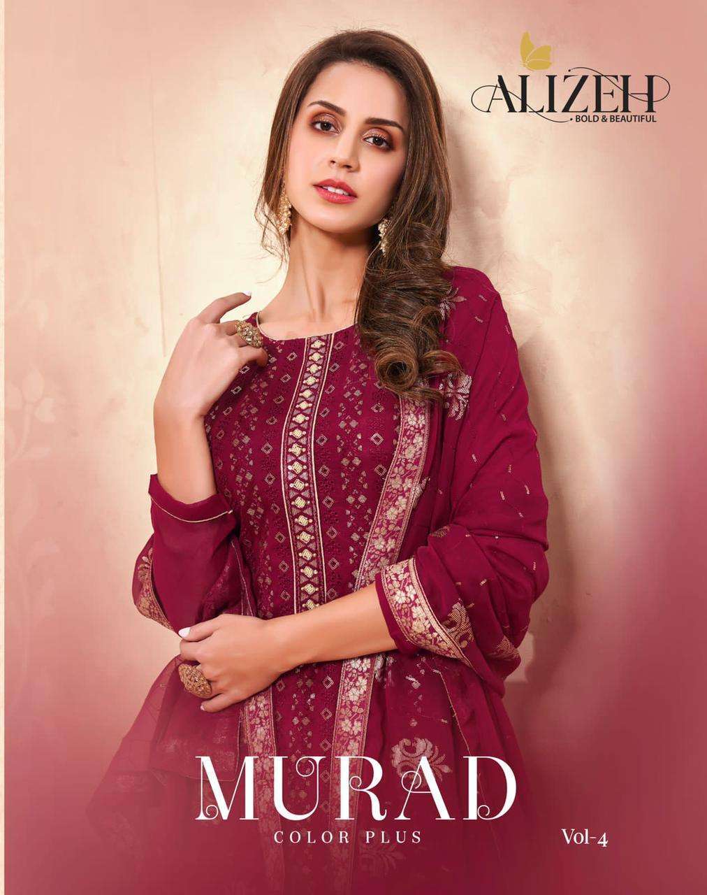 ALIZEH MURAD VOL 4 COLOUR PLUS PURE GEORGETTE FANCY SUIT WHOLESALER